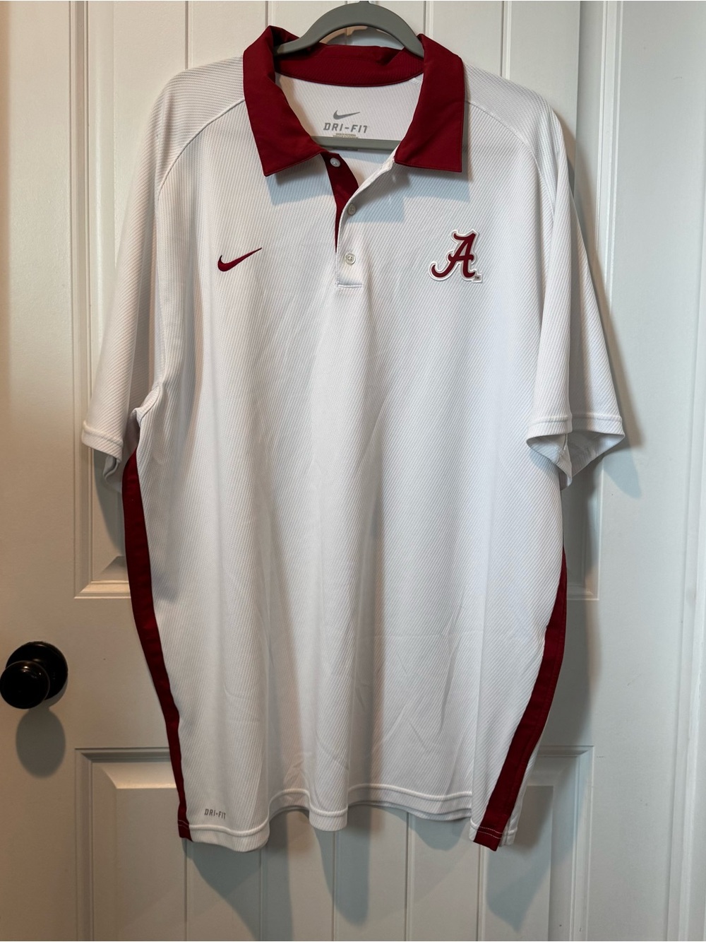 Nike Dri-FIT White & Crimson Alabama Polo Shirt ROLL TIDE